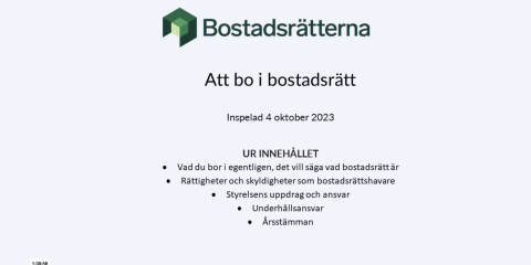Webbinarium att bo i bostadsrätt